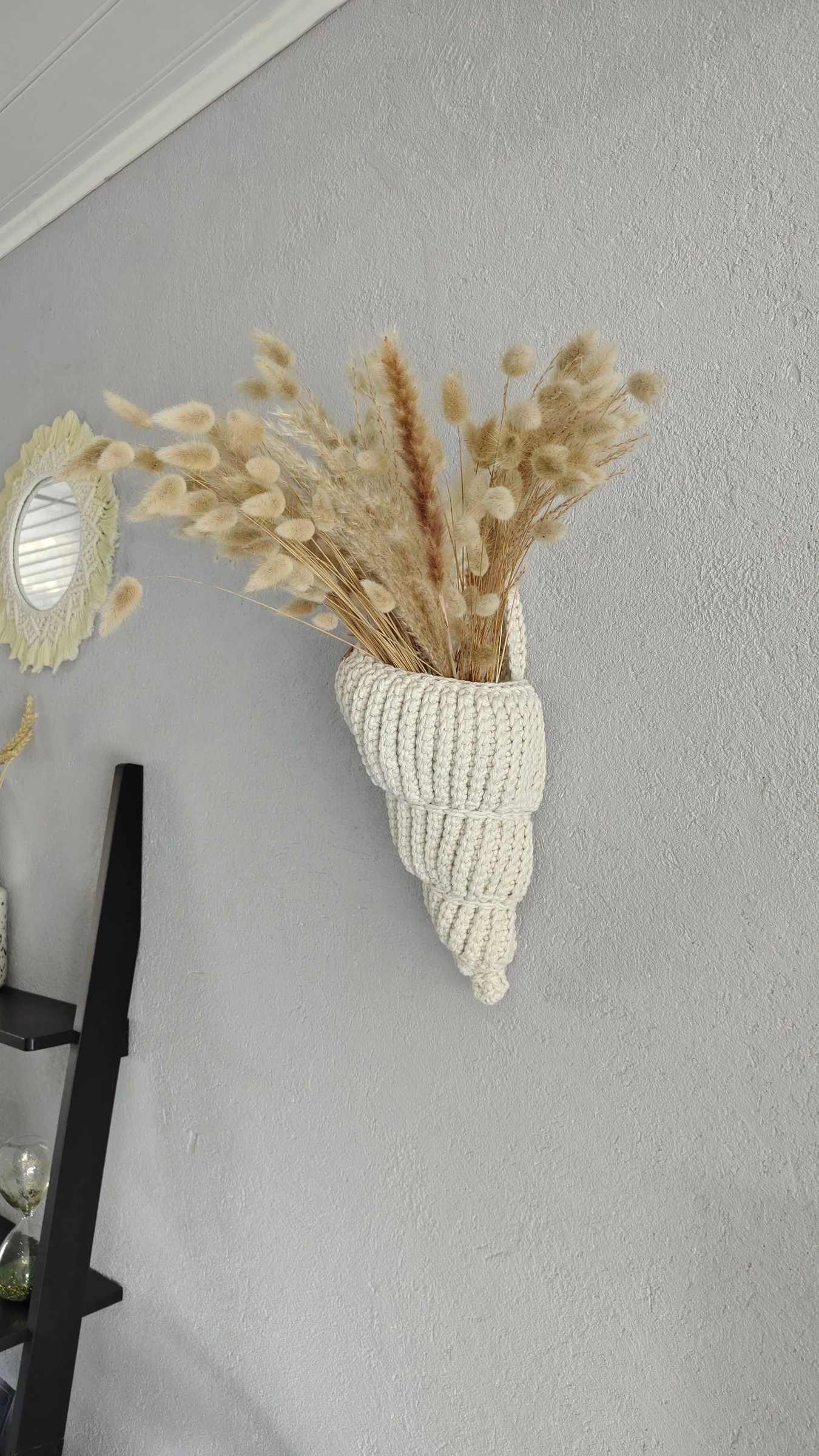 Shell-shaped basket pendant - Boho decor – photo 2